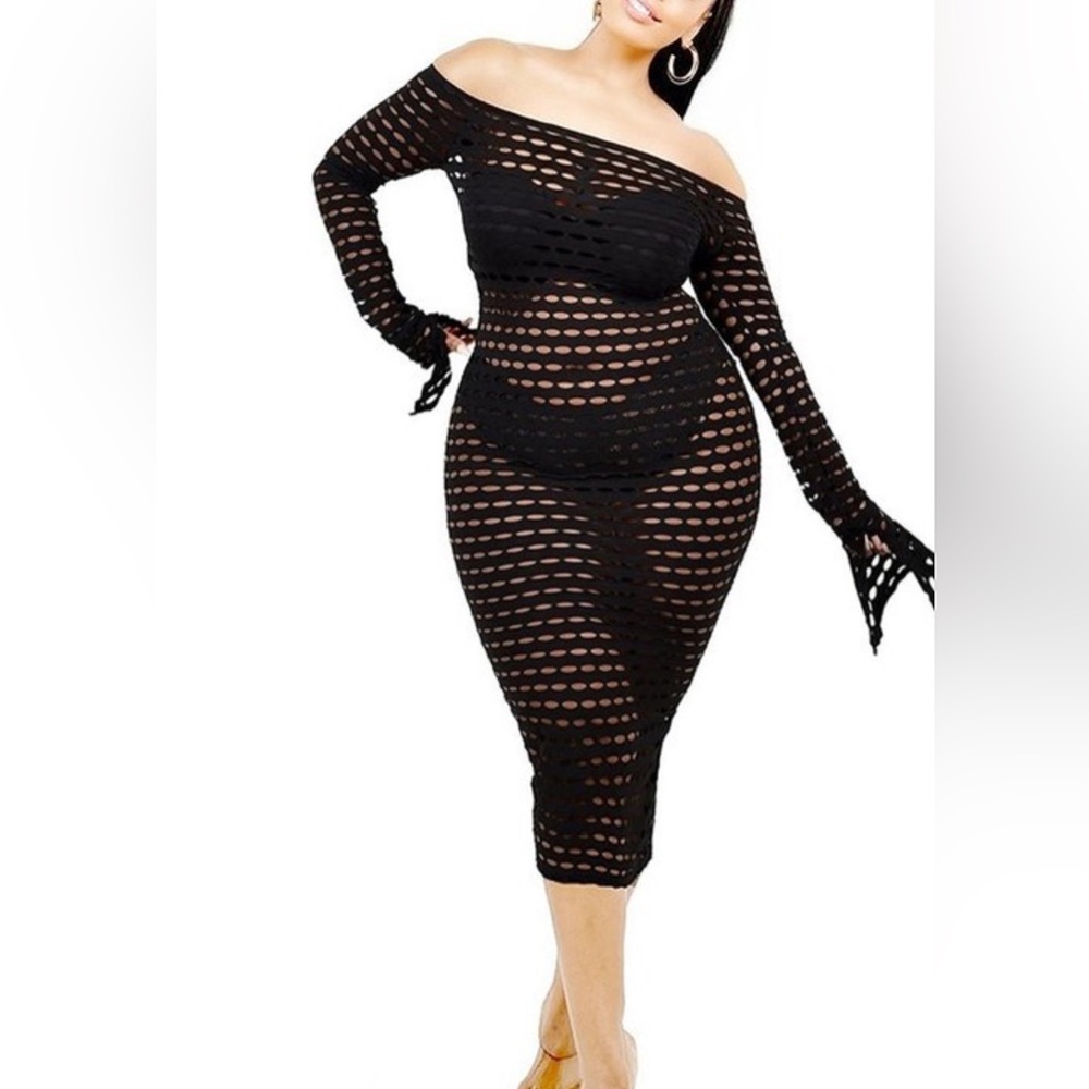 Midnight Whispers Off-Shoulder Dress